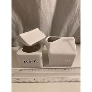 BOHO Creamer and Sugar Servers-Luxehabit/Storehouse White Ceramic Gently Used